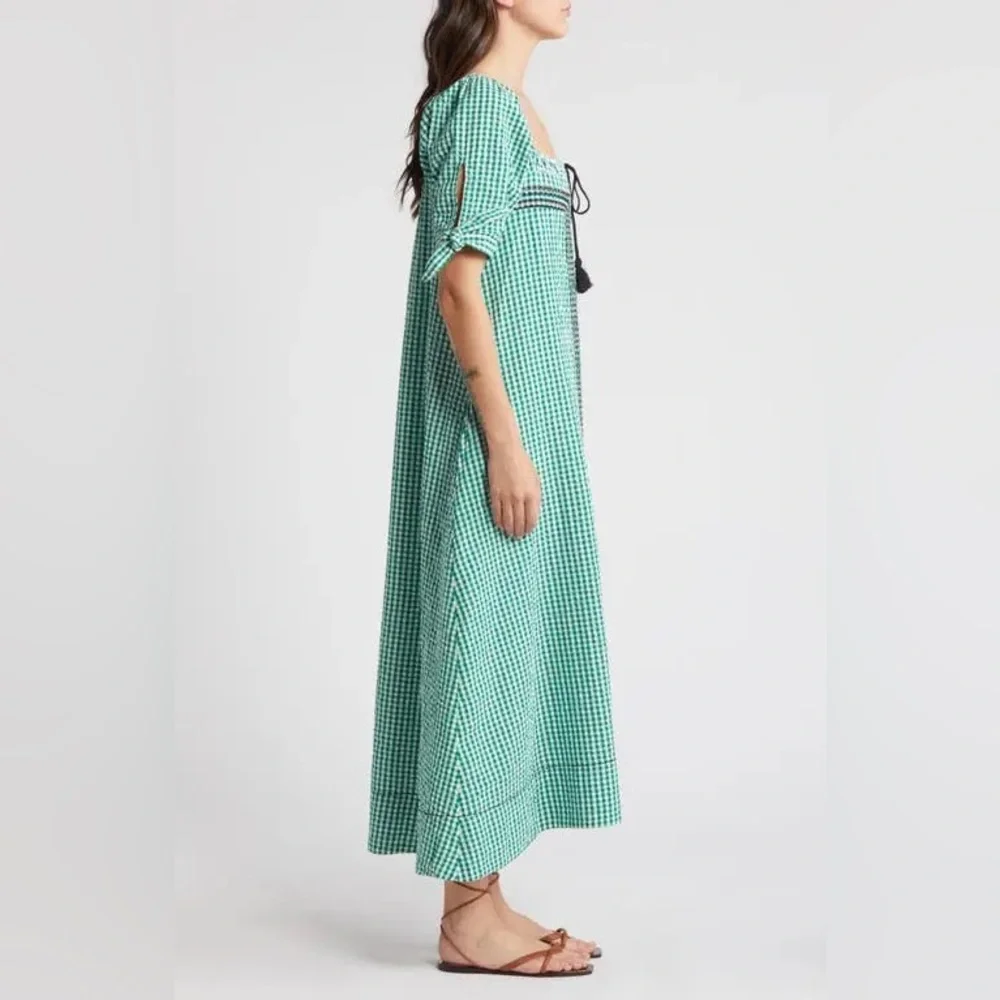 Free People Cass Gingham Midi Dress Size Small - Picture 4 of 5